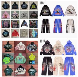 Mens Hoodies Tracksuits Valley Dreams Y2K Retro Figure Print Loose Designer Hoodie Zipper Jacket Sweatpants Basic Tshirt 36562