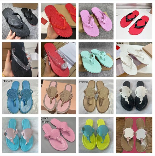 Men Women Sandals Flip Flops Leather Slippers Fashion Luxury Red Letter Bottom Flat Beach Shoes Sneaker Summer 29249 31556