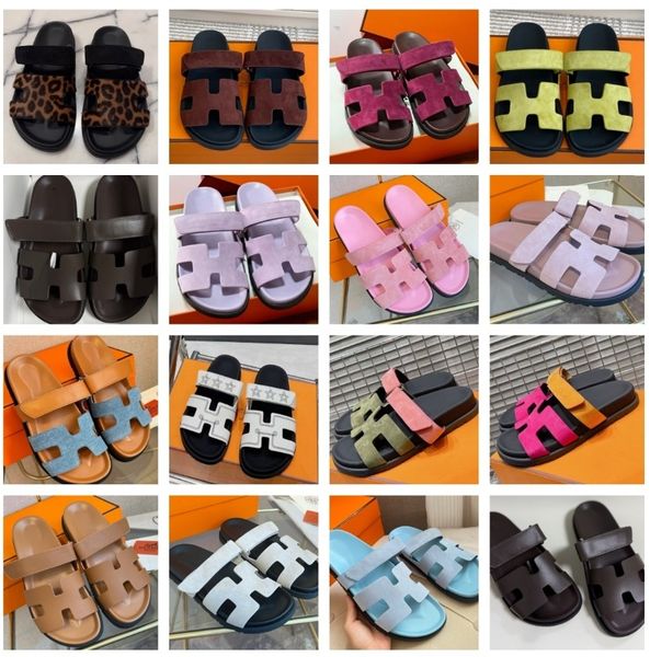 Slides Womens Sandal Classic Flat heel Summer Designer Fashion flops leather lady Slides women shoes Hotel Bath 19170