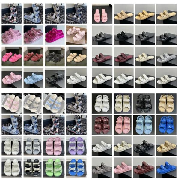 Summer Slippers Sandals Women Slides Fashion Womens Classic Leather Letter Printed Flat Summer Sandals 34981 34679
