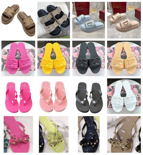 High Sandals Women Slides Fashion Womens Classic Leather Letter Printed Flat Summer Sandals Slippers 31428 35670